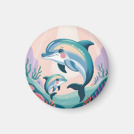 Delfinmamma och unge magnet