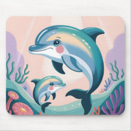 Delfinmamma och unge musmatta
