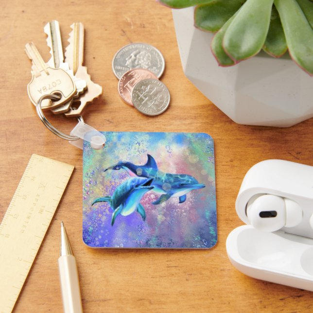 Delfinpar - måla  nyckelring (Skrivbord)