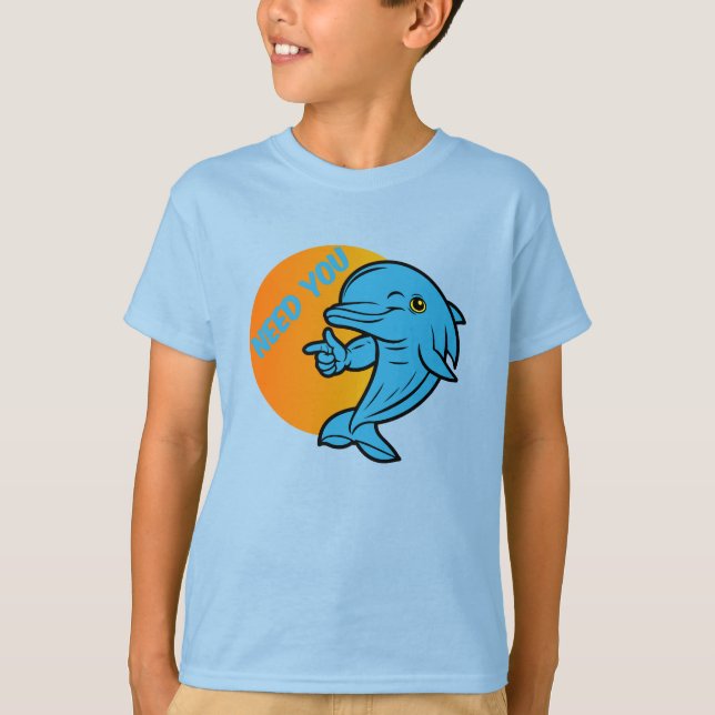 Delfinpekare Neonstänk T Shirt (Framsida)