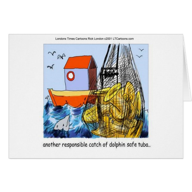 Delfinsäker Tuba Roligt Hälsningskort (Framsidan Horizontal)