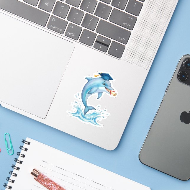 Delfinutexamen  klistermärken (Laptop med iPhone)