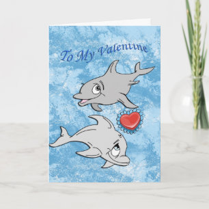 Delfinvalentin kort för dag