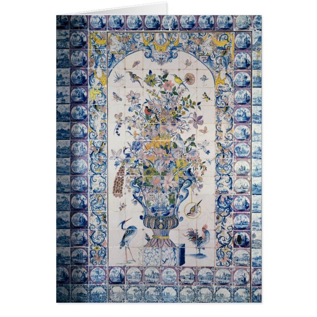 Delft belägger med tegel panelen från badrummen hälsningskort (Framsidan)