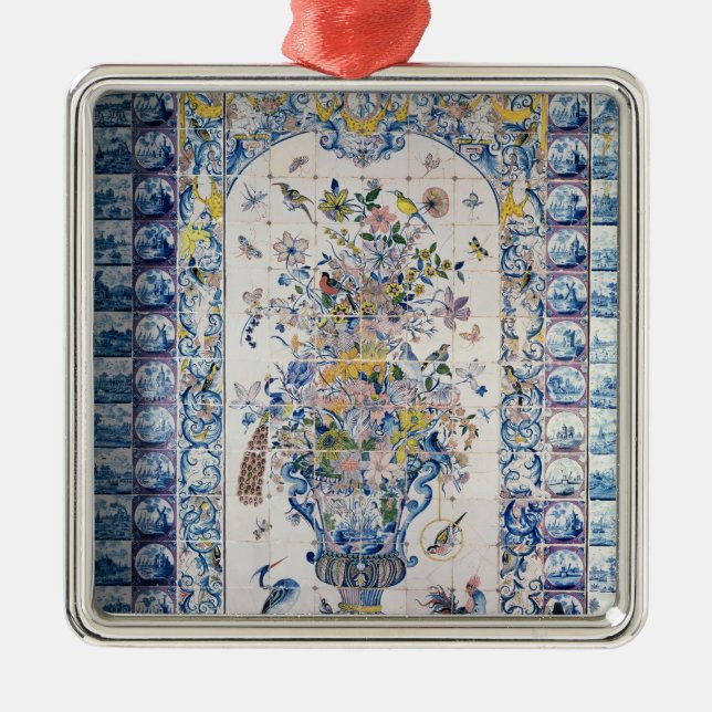 Delft belägger med tegel panelen från badrummen julgransprydnad metall (Framsidan)