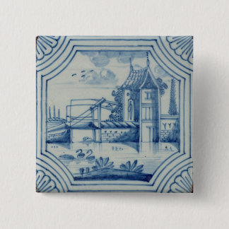 Delft belägger med tegel visning en drawbridge knapp