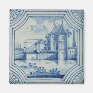 Delft belägger med tegel visning en drawbridge magnet