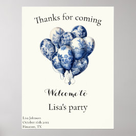 Delft Blå Ballonger anpassningsbara Poster