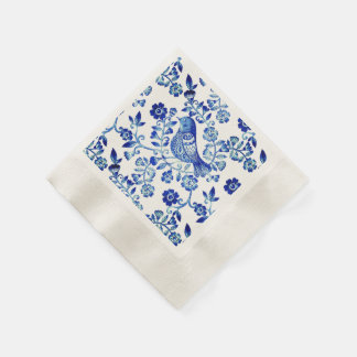 Delft Blå Fågel 🐦 blomster Fransk Landstil Sctoll Pappersservett