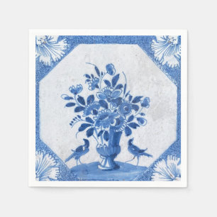 Delft Blå Fåglar blomsterduk Fransk Landstil Toile Pappersservett