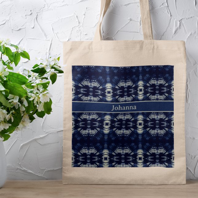 Delft Blå Palmblad Personligt Boho Mönster Tygkasse (Skapare uppladdad)
