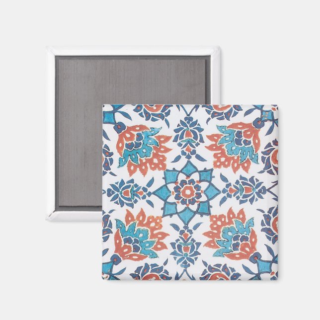 Delft Blå Röd Kornblomma Kakelkonst Magnet (Front/Back)
