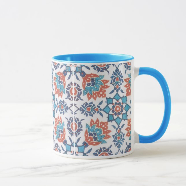 Delft Blå Röd Mönsterkonst Kaffemugg (Höger)