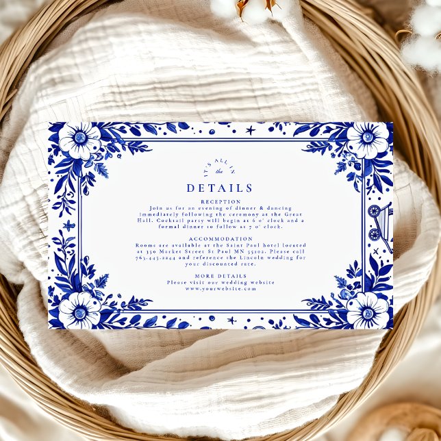 Delft Blå Vit Chinoiserie Bröllop Tilläggskort (Skapare uppladdad)
