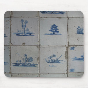 Delft blått belägger med tegel Mousepad Musmatta