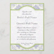 Delft blått Toile Quatrefoil - bröllopinbjudan