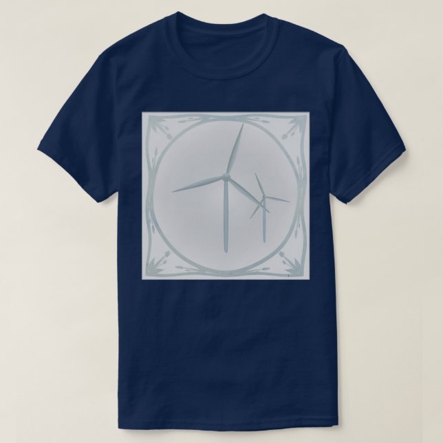 Delft Blauw stil-plattan med vind-turbiner T Shirt (Design framsida)