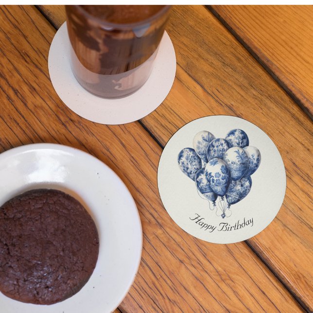 Delft Blue Balloations, anpassade Underlägg Papper Rund (Skapare uppladdad)