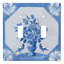 Delft Blue Birds blommigt Fransk Land Chic