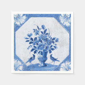 Delft Blue Birds blommigt Fransk Land Toile Pappersservett