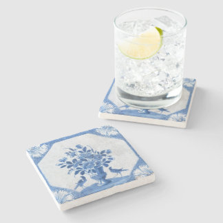 Delft Blue Birds blommigt Fransk Land Toile Stenunderlägg