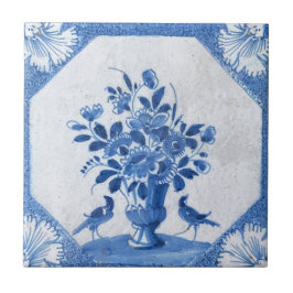 Delft Blue Birds blommigt Fransk Land Toile Stone Kakelplatta