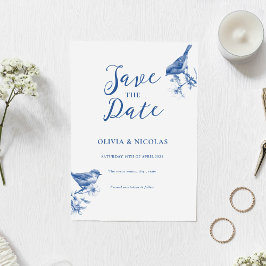 Delft Blue Birds Vår Spara datum meddelande Inbjudningar