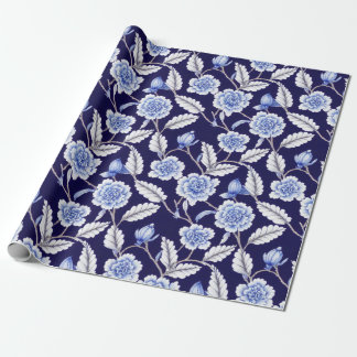 Delft Blue Blommigt Chinoiserie Porcelain Mönster Presentpapper
