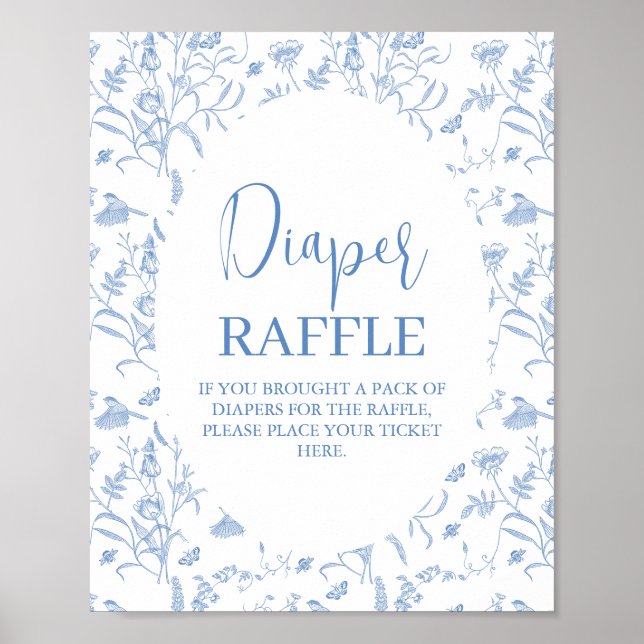 Delft Blue Chinoiserie Baby Shower Boy Diaper-teck Poster (Framsidan)