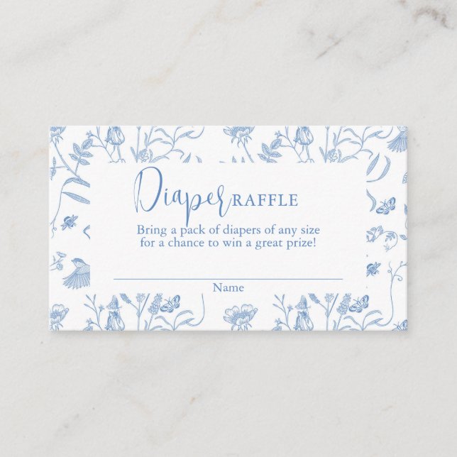 Delft Blue Chinoiserie Baby Shower Boy Diaper Tilläggskort (Framsida)