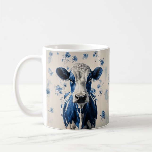 Delft Blue Cow - En tidslös konstnärlig tribut Kaffemugg (Vänster)