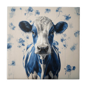 Delft Blue Cow - En tidslös konstnärlig tribut Kakelplatta