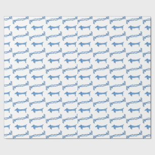 Delft Blue Dachshunds-paneldesign Presentpapper