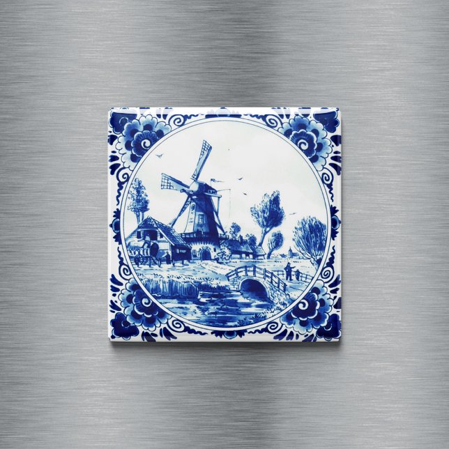 Delft Blue Farm och Kvarn Painting Magnet (Skapare uppladdad)