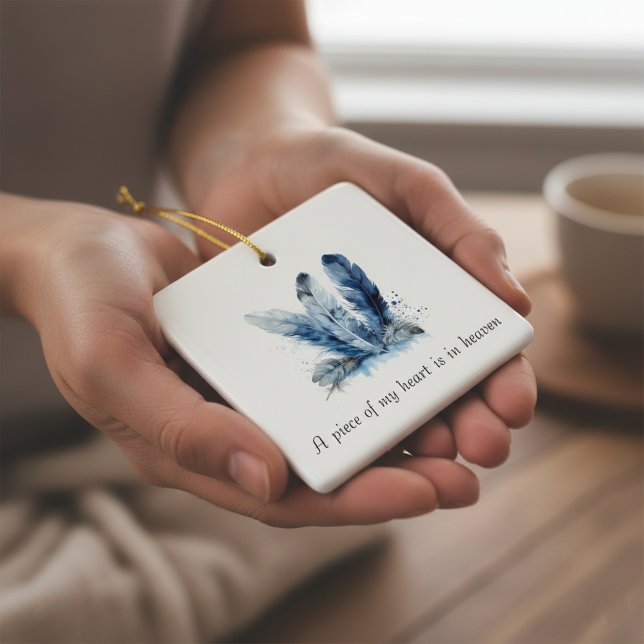 Delft Blue Feather Piece of My Heart Memorial  Julgransprydnad Keramik (Skapare uppladdad)