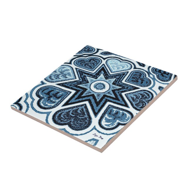 Delft Blue Heart Trivet/Tile Kakelplatta (Sidan)