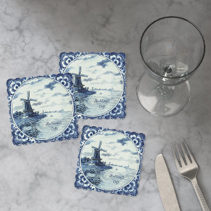 Delft Blue Kvarn Waterway Anpassningsbar Underlägg Papper
