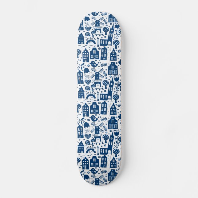 Delft Blue Mini Skateboard Bräda 18,5 Cm (Framsida)