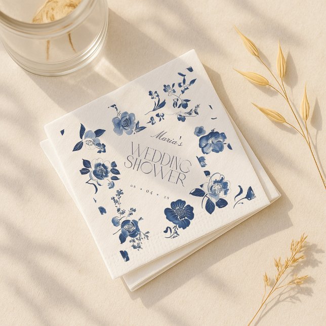 Delft Blue Möhippa Napkins | Toile-Blommigt Pappersservett (Skapare uppladdad)
