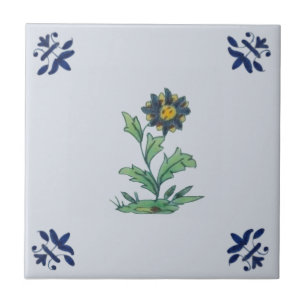 Delft Blue Multi-Blommigt Repro-handmålad Kakelplatta
