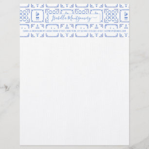 Delft Blue- och White Tiles Monogram Brevhuvud