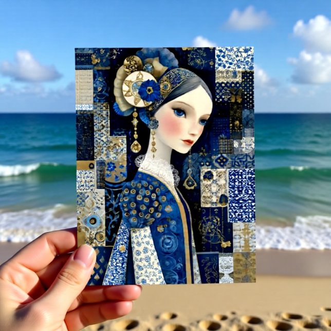 Delft Blue Porcelain Beauty Vykort (Skapare uppladdad)