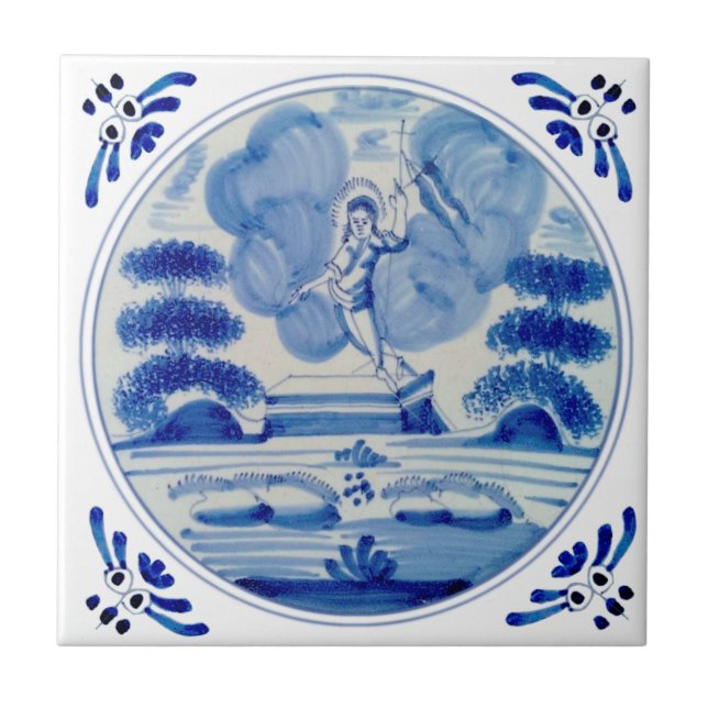 Delft Blue Resurrection av Kristus c1760 Repro Kakelplatta (Framsidan)