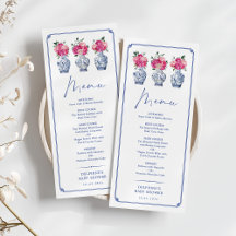 Delft Blue Rosa Chinoiserie Porcelain-menykort