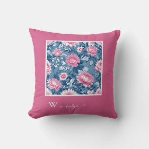 Delft blue & rosa Fransk Toile Hampton Stil Kudde