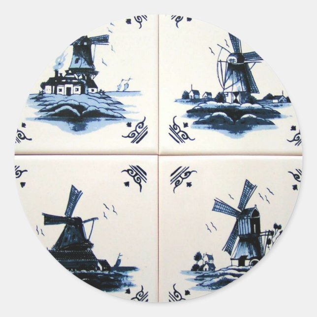 delft blue runt klistermärke (Framsida)