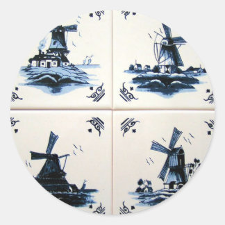 delft blue runt klistermärke