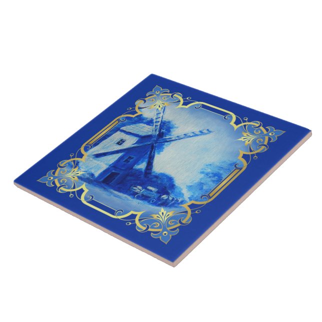 Delft blue (schweiziska/norska/Holland kvarn) Kakelplatta (Sidan)
