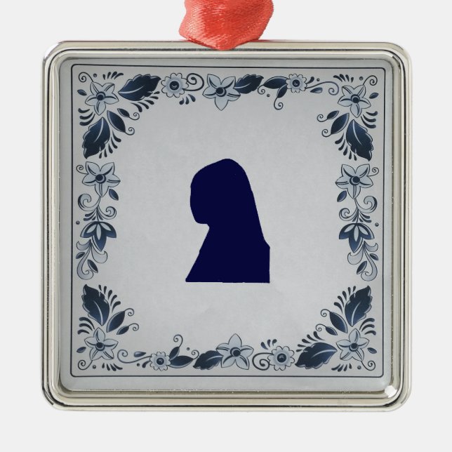 Delft Blue tile Girl med Pearl Earring Julgransprydnad Metall (Framsidan)