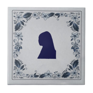 Delft Blue tile Girl med Pearl Earring Kakelplatta